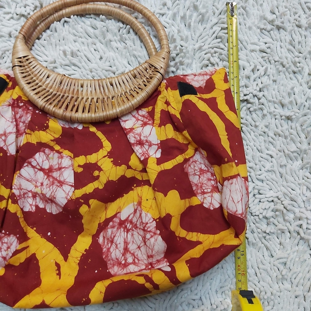 Handmade red & yellow cloth purse - Picture 6 of 7